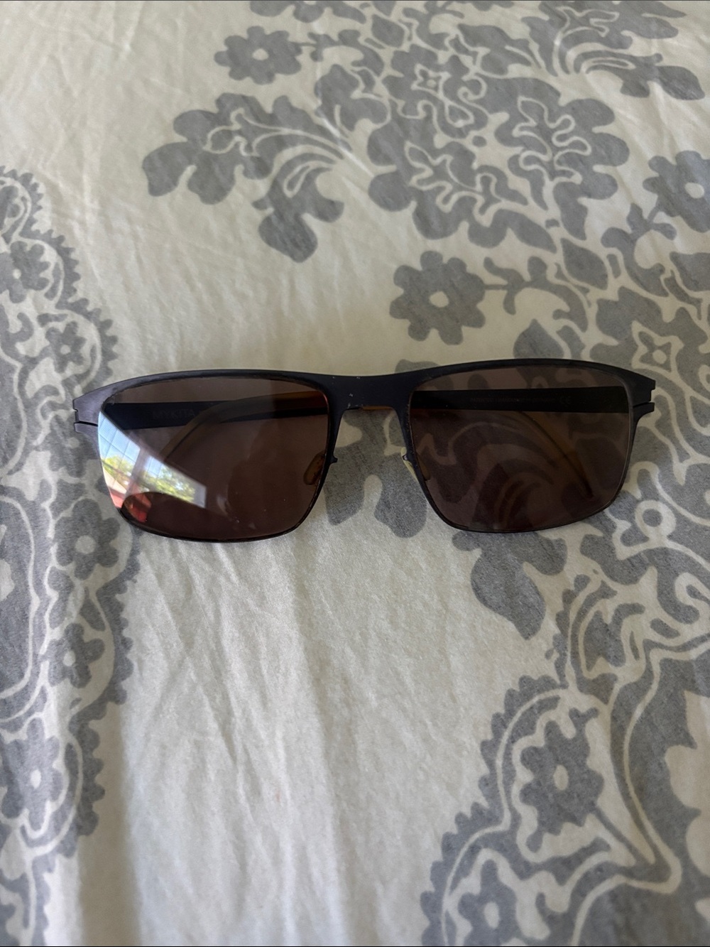 MYKITA NO. 1 TOBIAS FRAMES Matte Black Rectangular Sunglasses with Brown Lenses